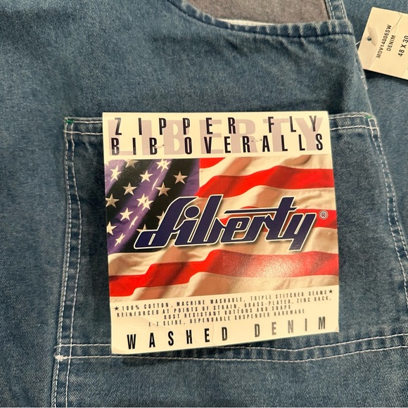 LIBERTY MENS BIB OVERALLS WASHED DENIM 48 X 30 ZIPPER FLY NEW - Picture 4 of 7